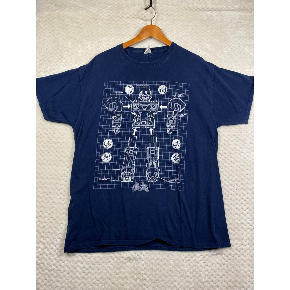 Mighty Morphin Power Rangers Blue Megazord Graphic T-Shirt Mens XL Fruit of Loom